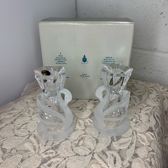 PartyLite Other - Partylite Crystal Swan Pair Taper Candle Holders
